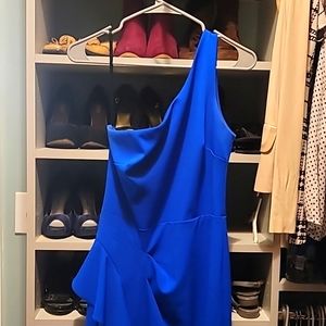 Royal Blue 1 shoulder cocktail dress